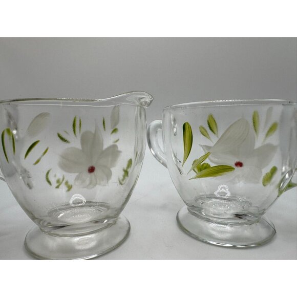 Vintage Bartlett Collins Creamer Sugar Bowl White flowers Gay Fad 50’s Vtg - Picture 5 of 10